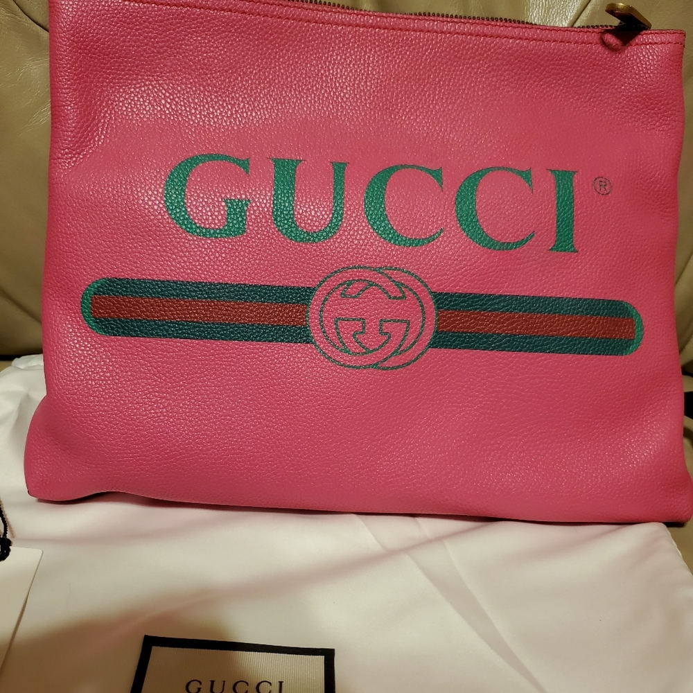 Gucci hot pink large clutch